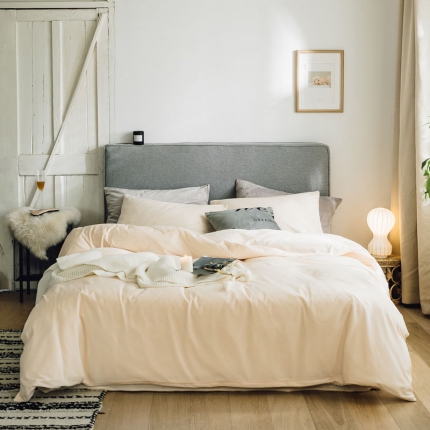 梦家居 2019韩国简约素色天鹅绒四件套 浅米色