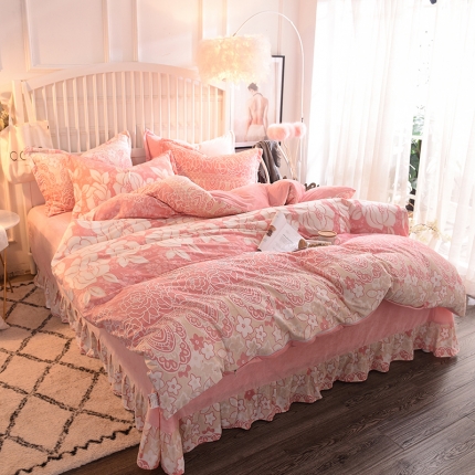 91家纺网 家纺一手货源 找家纺 绒世界 8D雕花爆款四件套 百花齐放