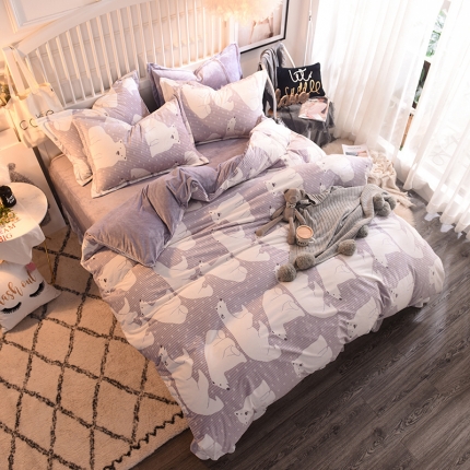 91家纺网 家纺一手货源 找家纺 欧冠家纺 8D雕花爆款四件套 北极熊