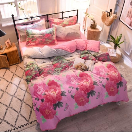 91家纺网 家纺一手货源 找家纺 （总）绒世界 2018秋冬印花牛奶绒爆款四件套第二版