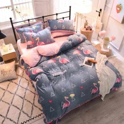 91家纺网 家纺一手货源 找家纺 （总）绒世界 2018秋冬印花牛奶绒爆款四件套第二版