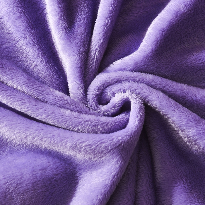 91家纺网 家纺一手货源 找家纺 绒世界 2018北欧加厚保暖刺绣法莱绒套件 小猫咪-粉紫