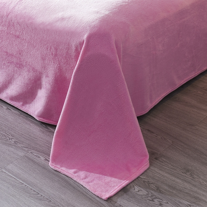 91家纺网 家纺一手货源 找家纺 绒世界 2018北欧加厚保暖刺绣法莱绒套件 小猫咪-粉紫