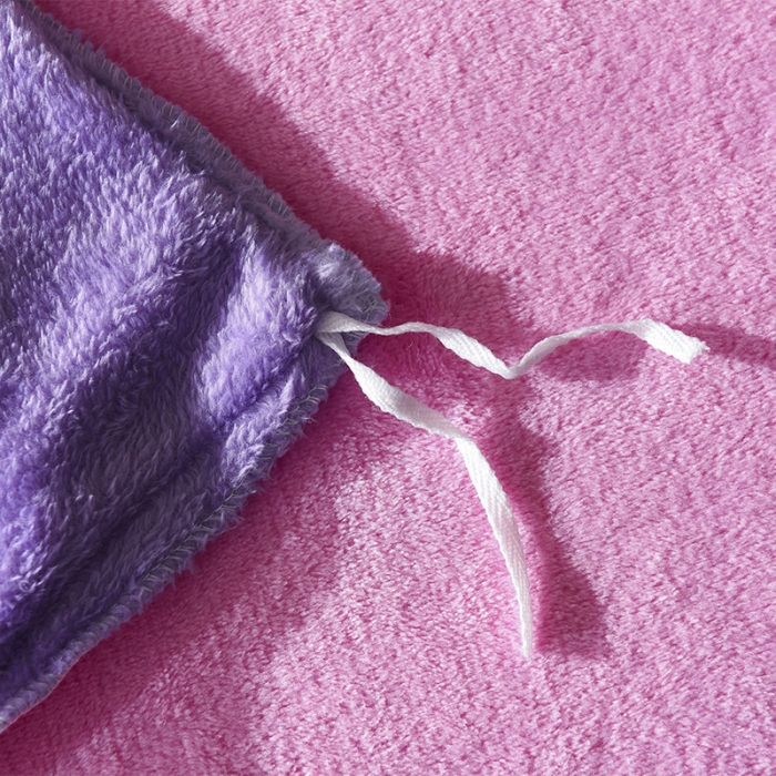 91家纺网 家纺一手货源 找家纺 绒世界 2018北欧加厚保暖刺绣法莱绒套件 小猫咪-粉紫