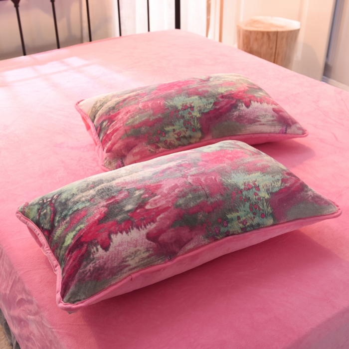 91家纺网 家纺一手货源 找家纺 绒世界 2018秋冬印花牛奶绒爆款四件套第二版 如梦花季