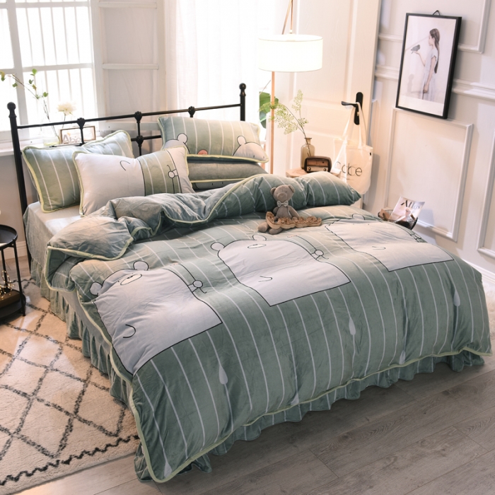 91家纺网 家纺一手货源 找家纺 绒世界 2018秋冬印花牛奶绒爆款四件套第二版 小雨伞