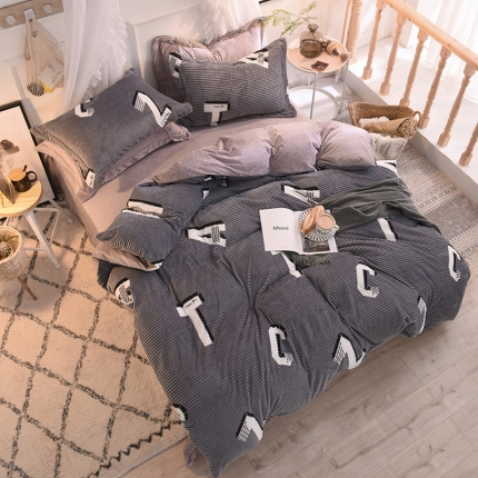 91家纺网 家纺一手货源 找家纺 绒世界 2018魔幻绒爆款四件套 轻奢时代-灰