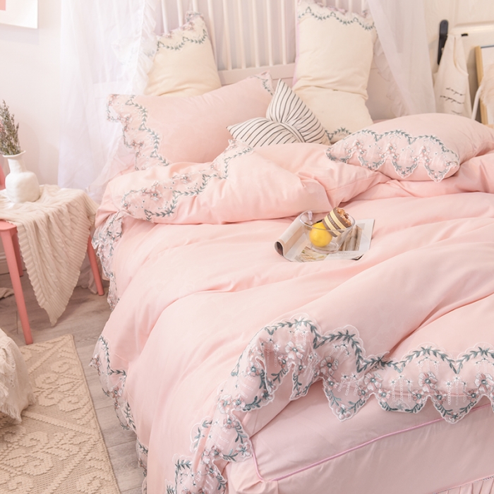 91家纺网 家纺一手货源 找家纺 （总）欧冠 2019新品玫瑰秘密系列四件套床裙款