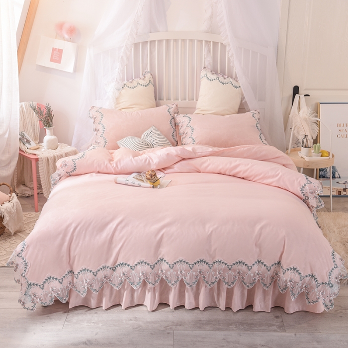 91家纺网 家纺一手货源 找家纺 （总）欧冠 2019新品玫瑰秘密系列四件套床裙款