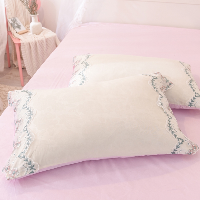 91家纺网 家纺一手货源 找家纺 欧冠 2019新品玫瑰秘密系列四件套床裙款玫瑰秘密-粉白