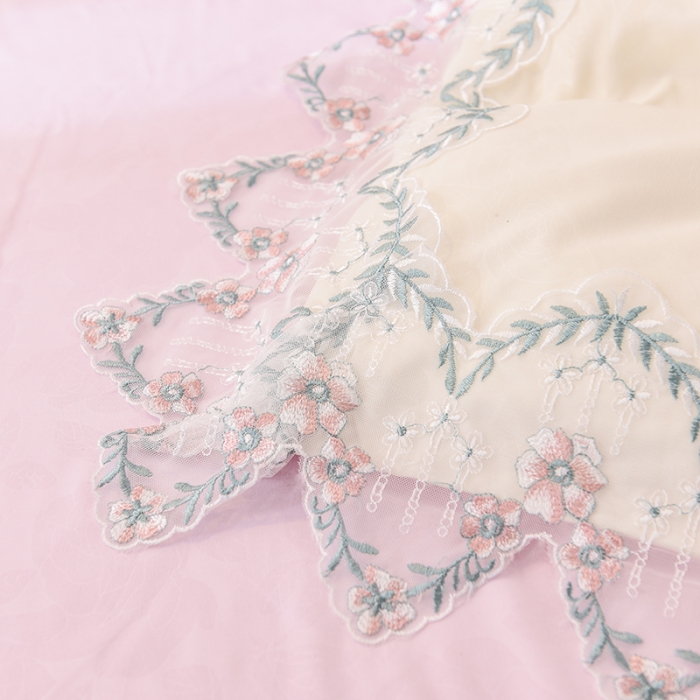 91家纺网 家纺一手货源 找家纺 欧冠 2019新品玫瑰秘密系列四件套床裙款玫瑰秘密-粉白