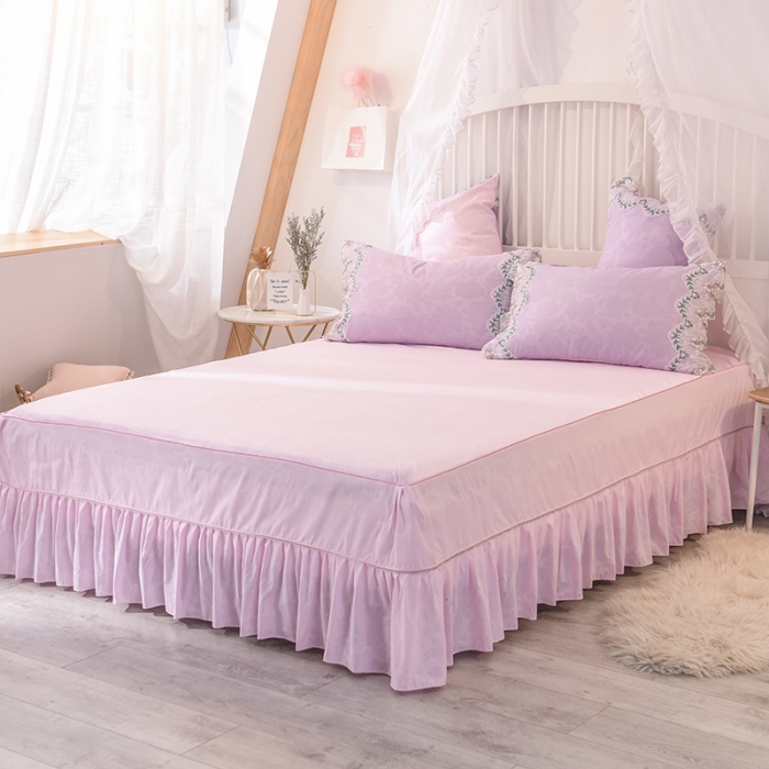 91家纺网 家纺一手货源 找家纺 欧冠 2019新品玫瑰秘密系列四件套床裙款玫瑰秘密-紫粉