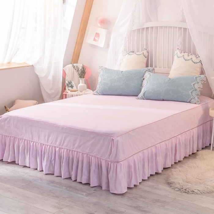 91家纺网 家纺一手货源 找家纺 欧冠 2019新品玫瑰秘密系列四件套床裙款慕蓝+粉