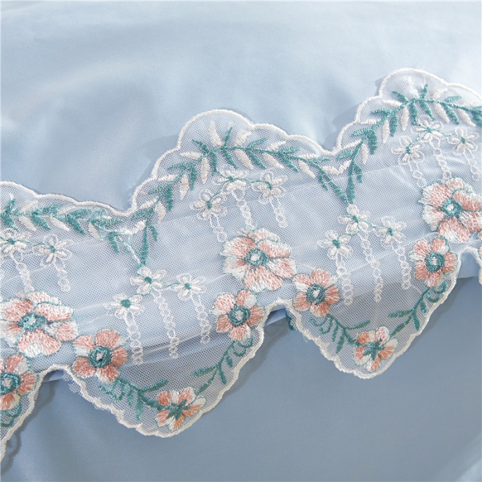 91家纺网 家纺一手货源 找家纺 欧冠 双面水洗真丝丝印良品SILKINLP系列四件套 慕蓝