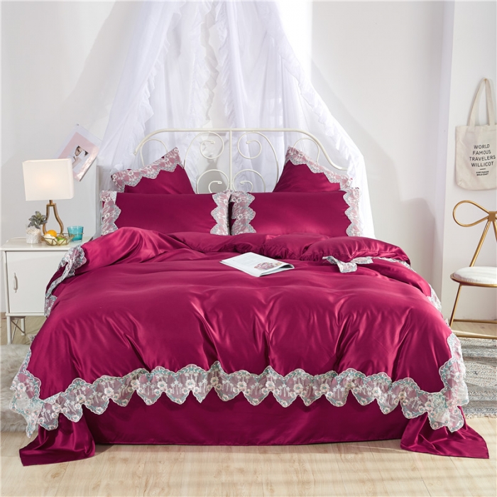 91家纺网 家纺一手货源 找家纺 （总）绒世界双面水洗真丝丝印良品SILKINLP四件套床笠款