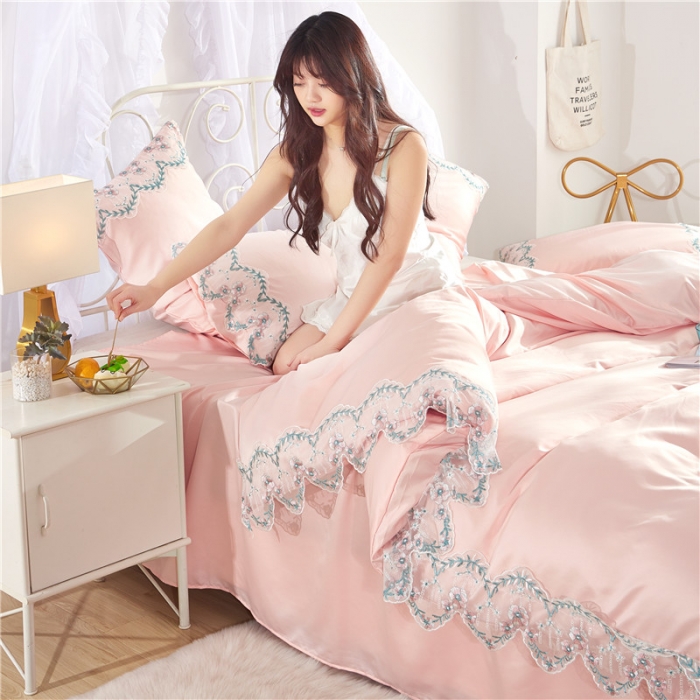 91家纺网 家纺一手货源 找家纺 欧冠 双面水洗真丝丝印良品SILKINLP系列四件套 玉色