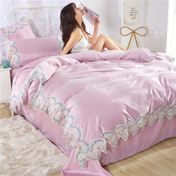 91家纺网 家纺一手货源 找家纺 欧冠 双面水洗真丝丝印良品SILKINLP系列四件套 紫色