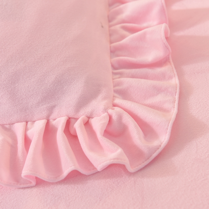 91家纺网 家纺一手货源 找家纺 绒世界 秋冬绒款花边款和毛巾绣四件套床单款 毛巾绣-粉色