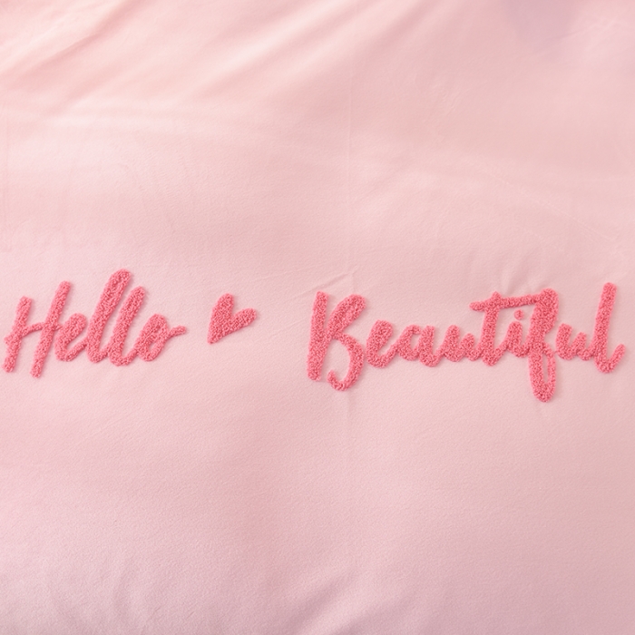 91家纺网 家纺一手货源 找家纺 绒世界 秋冬绒款花边款和毛巾绣四件套床单款 毛巾绣-粉色