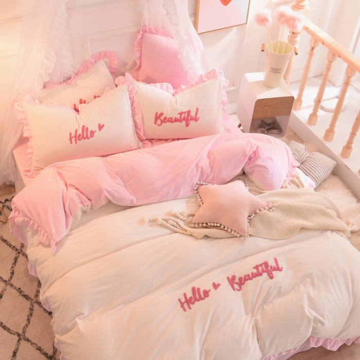 91家纺网 家纺一手货源 找家纺 (总）绒世界 2019秋冬绒款毛巾绣四件套床笠款