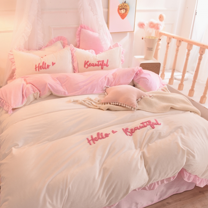 91家纺网 家纺一手货源 找家纺 (总）绒世界 2019秋冬绒款毛巾绣四件套床笠款