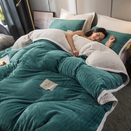 91家纺网 家纺一手货源 找家纺 （总）欧冠 2019提花法莱绒加贝贝绒加厚四件套