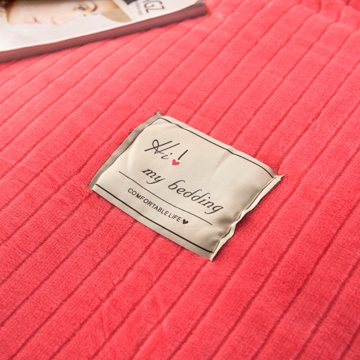 91家纺网 家纺一手货源 找家纺 欧冠 2019提花法莱绒加贝贝绒加厚四件套 西瓜红