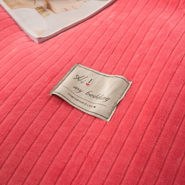 91家纺网 家纺一手货源 找家纺 欧冠 2019提花法莱绒加贝贝绒加厚四件套 西瓜红白