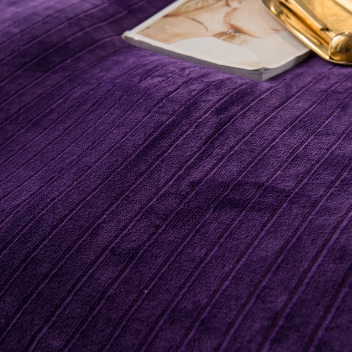 91家纺网 家纺一手货源 找家纺 欧冠 2019提花法莱绒加贝贝绒加厚四件套 紫灰