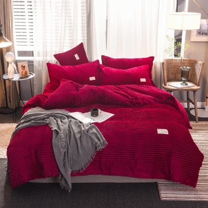 欧冠 2019秋冬魔法绒暖绒系列四件套床单款 典雅红