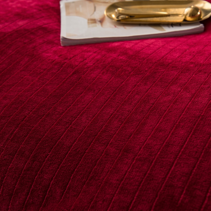 91家纺网 家纺一手货源 找家纺 欧冠 2019提花法莱绒加贝贝绒加厚四件套 喜庆红灰