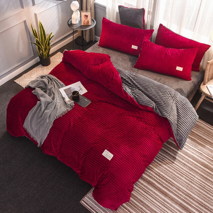 91家纺网 家纺一手货源 找家纺 欧冠 2019秋冬魔法绒暖绒系列四件套床单款 罗马假日