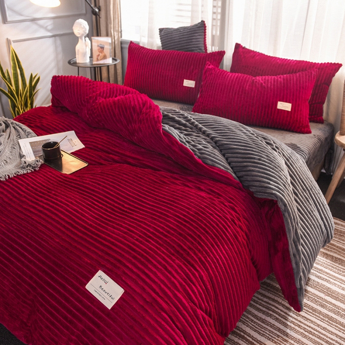 91家纺网 家纺一手货源 找家纺 欧冠 2019秋冬魔法绒暖绒系列四件套床单款 罗马假日