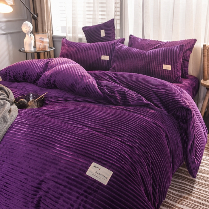 91家纺网 家纺一手货源 找家纺 欧冠 2019秋冬魔法绒暖绒系列四件套床单款 普罗旺斯