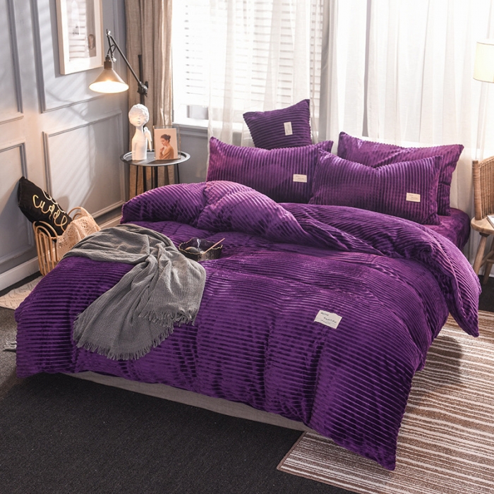 91家纺网 家纺一手货源 找家纺 欧冠 2019秋冬魔法绒暖绒系列四件套床单款 普罗旺斯