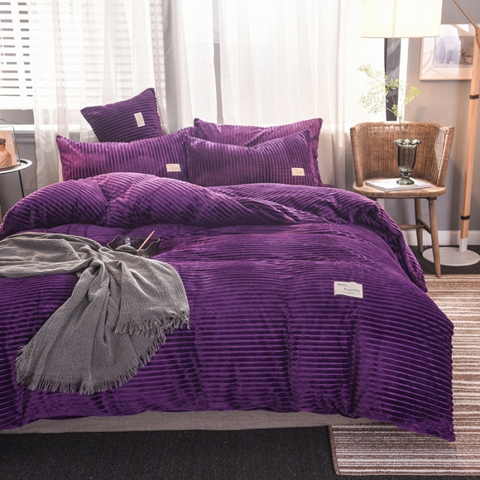 91家纺网 家纺一手货源 找家纺 欧冠 2019秋冬魔法绒暖绒系列四件套床单款 普罗旺斯