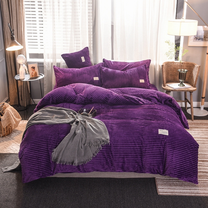 91家纺网 家纺一手货源 找家纺 欧冠 2019秋冬魔法绒暖绒系列四件套床单款 普罗旺斯