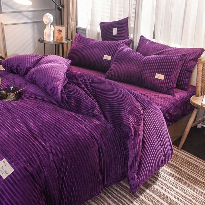 91家纺网 家纺一手货源 找家纺 欧冠 2019秋冬魔法绒暖绒系列四件套床单款 普罗旺斯