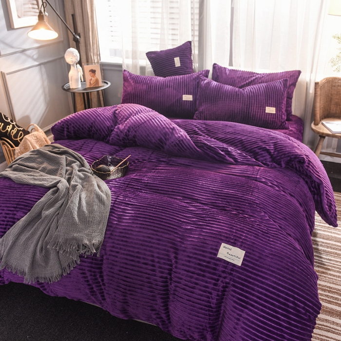 91家纺网 家纺一手货源 找家纺 欧冠 2019秋冬魔法绒暖绒系列四件套床单款 普罗旺斯