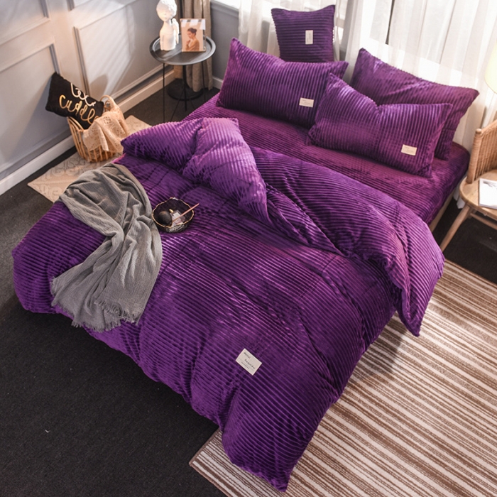 91家纺网 家纺一手货源 找家纺 欧冠 2019秋冬魔法绒暖绒系列四件套床单款 普罗旺斯