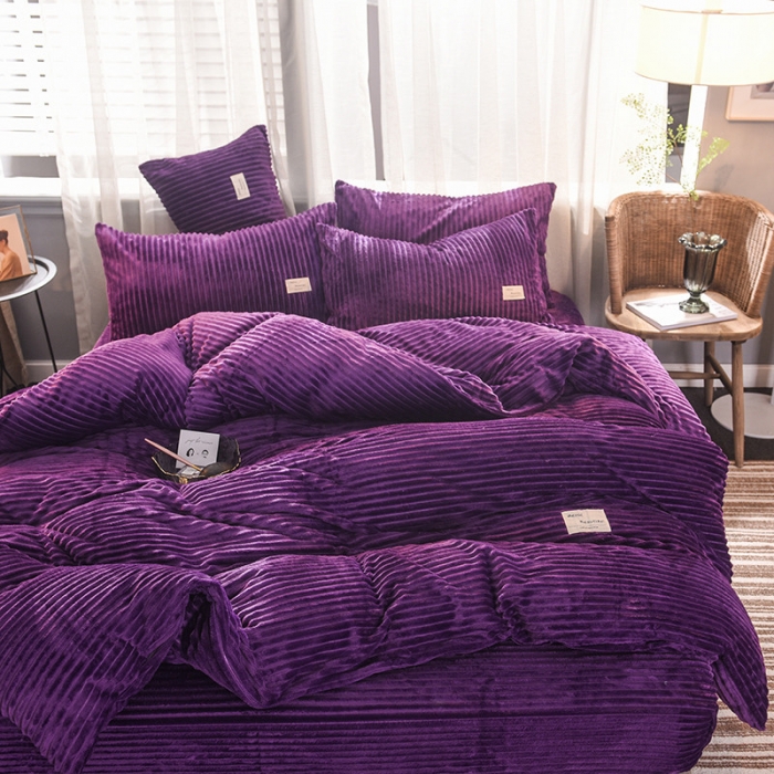 91家纺网 家纺一手货源 找家纺 欧冠 2019秋冬魔法绒暖绒系列四件套床单款 普罗旺斯