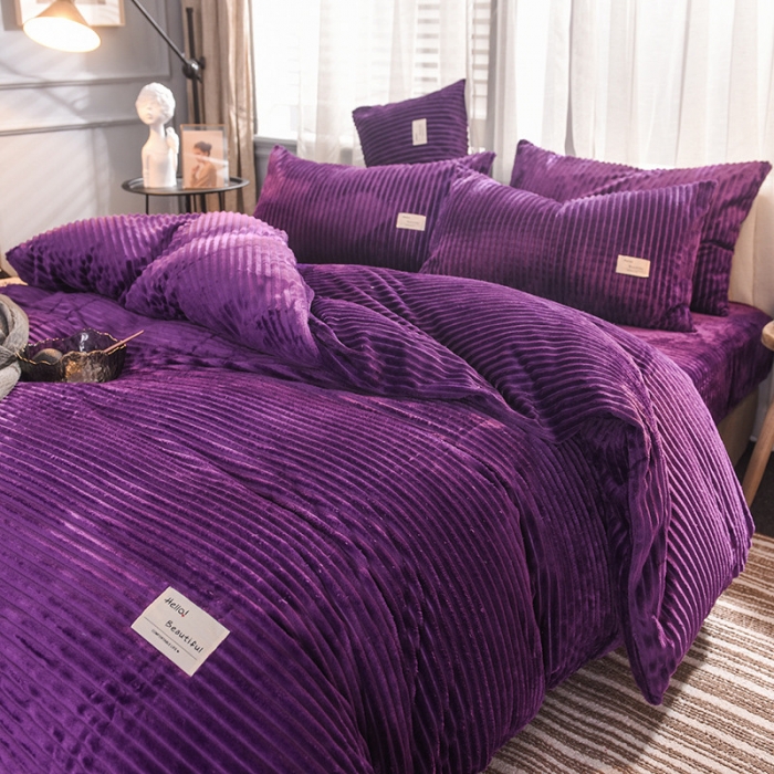 91家纺网 家纺一手货源 找家纺 欧冠 2019秋冬魔法绒暖绒系列四件套床单款 普罗旺斯