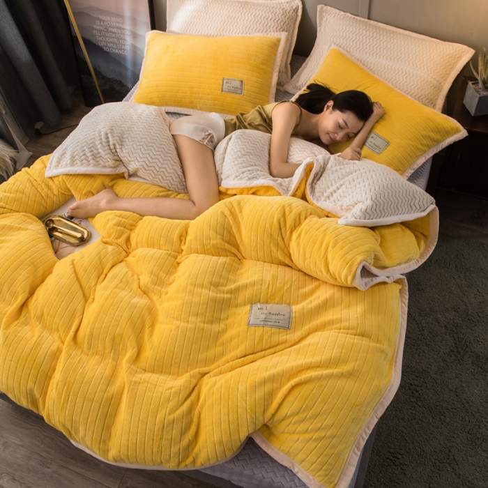 91家纺网 家纺一手货源 找家纺 （总）欧冠 2019提花法莱绒加贝贝绒加厚四件套