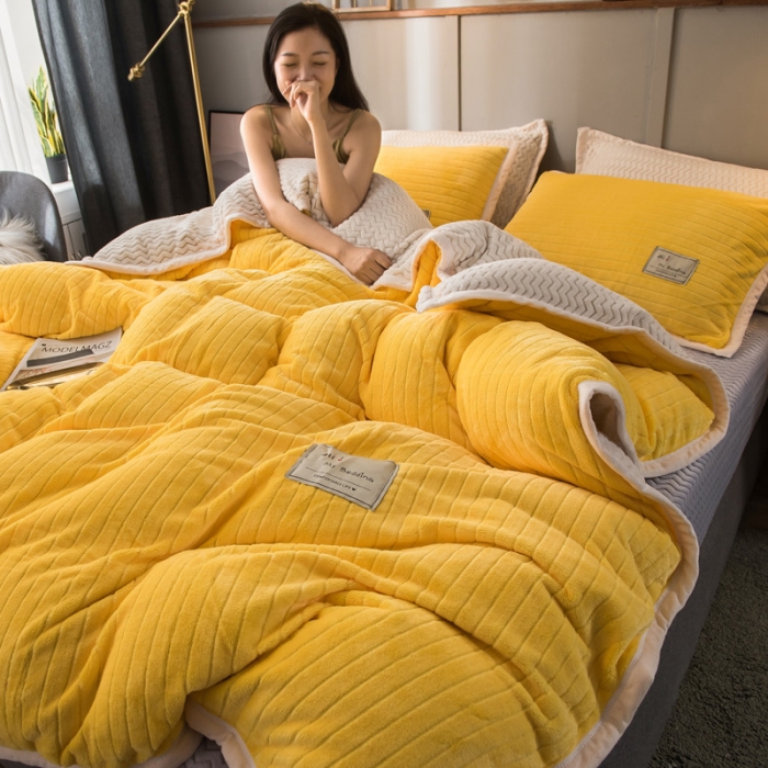 91家纺网 家纺一手货源 找家纺 （总）欧冠 2019提花法莱绒加贝贝绒加厚四件套