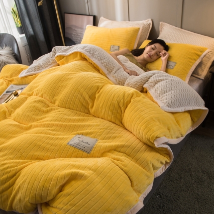 （总）欧冠 2019提花法莱绒加贝贝绒加厚四件套