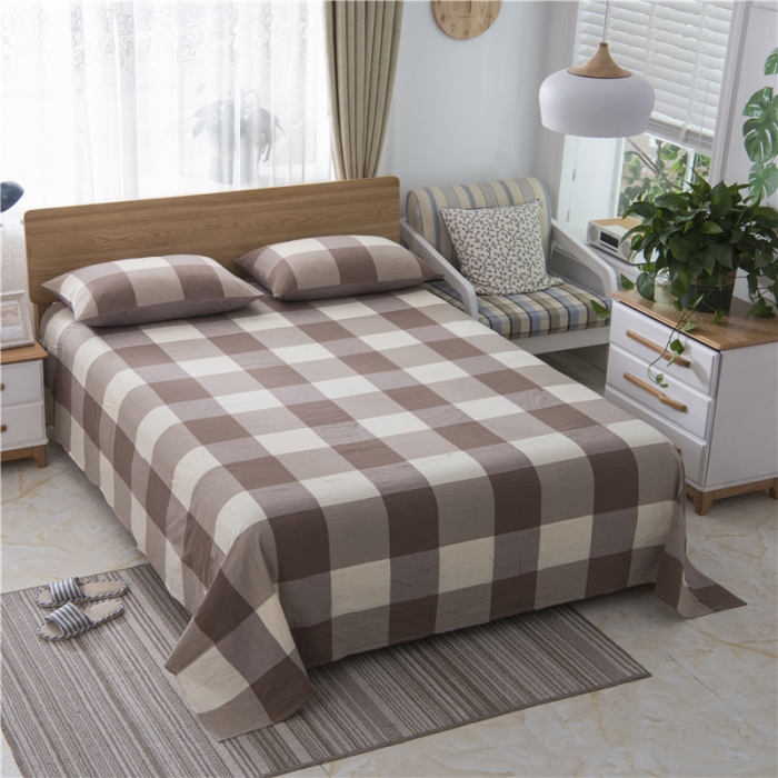 91家纺网 家纺一手货源 找家纺 玖弘家居 2018新款床单 咖大格