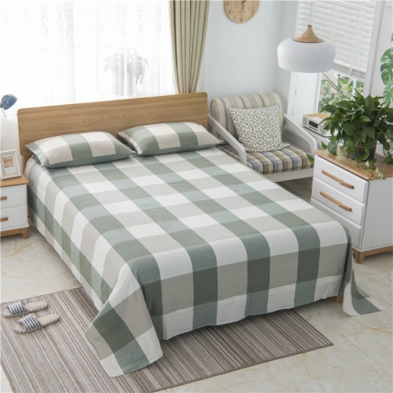 91家纺网 家纺一手货源 找家纺 玖弘家居 2018新款床单 绿大格