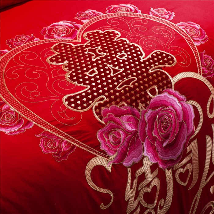 91家纺网 家纺一手货源 找家纺 千禧婚庆专供 2019新款喷气全棉婚庆四件套多件套 摩登婚礼