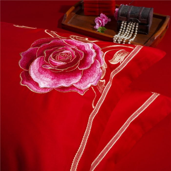 91家纺网 家纺一手货源 找家纺 千禧婚庆专供 2019新款喷气全棉婚庆四件套多件套 摩登婚礼