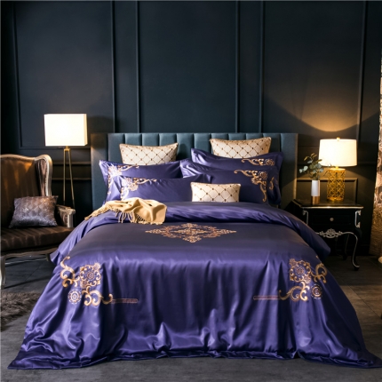 91家纺网 家纺一手货源 找家纺 千禧婚庆专供 高精密纯丝绣 洛丽塔-琉璃紫